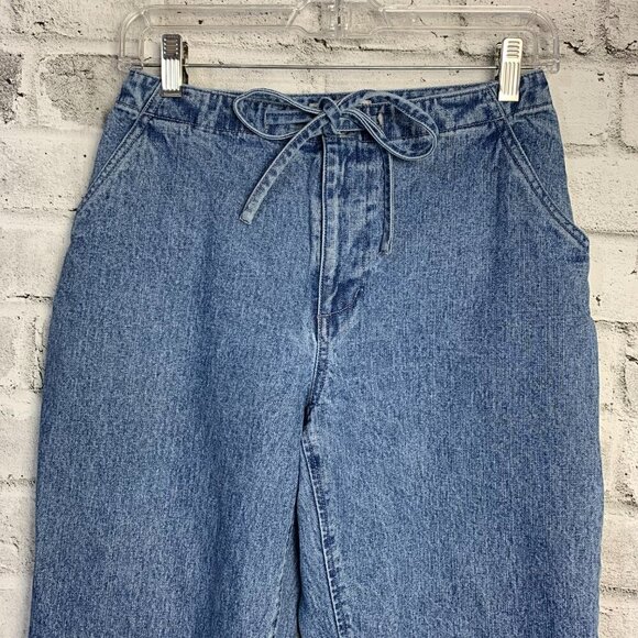 Vintage 90s Great Northwest Clothing Company Drawstring High Rise Denim Capris - Picture 2 of 16